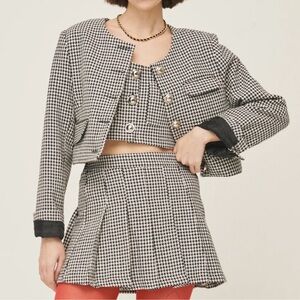 Storets houndstooth cropped jacket